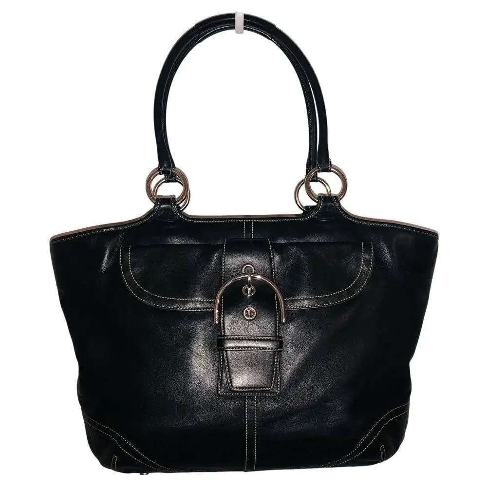 Vintage Coach Soho 5570 Large Carry All Bag Black Y2K Contrast Stitch Buckle